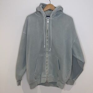 Brandy Melville Sage Green Christy Zip‎ Up Hoodie Sweatshirt One Size